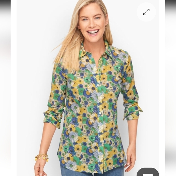 Talbots Tops - Talbots Cotton Button Front Shirt - Flower Power Size X